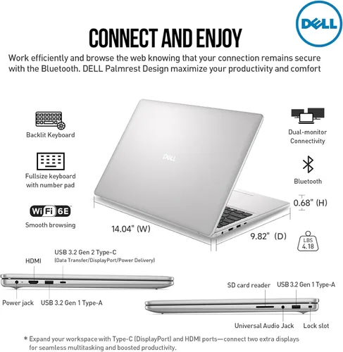 Miniatura 9 de Dell Computadora portátil con pantalla táctil de 16 pulgadas, FHD+ de 16 pulgadas, PC portátil de negocios con pantalla táctil, Intel Core 7