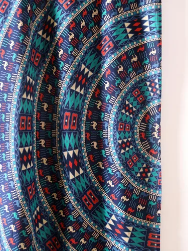 Miniatura 7 de Popular Handicrafts Cortinas hippie azul con mandala de camello de 100 pulgadas de largo para sala de estar o dormitorio, juego de 2 paneles