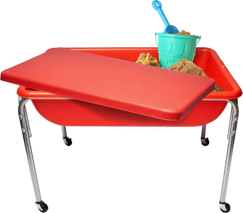 Miniatura 11 de Mesa sensorial mediana con tapa de Children's Factory – 18" de altura, caja de arena con tapa, mesa de agua para niños, rojo