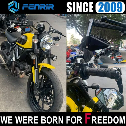 Miniatura 8 de FENRIR Espejos de barra de motocicleta CNC de aleación de aluminio Cafe Racer negros, espejos laterales de 22MM 7/8" de pulgada para manubrio