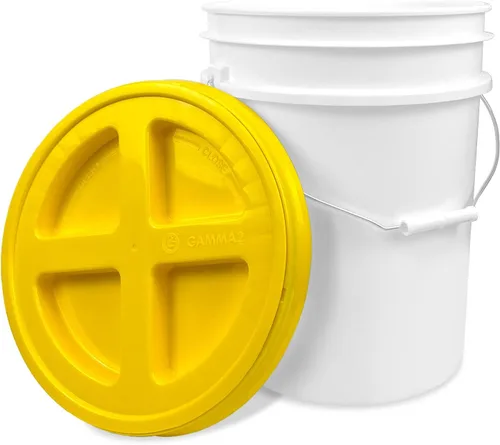 Miniatura 49 de ePackageSupply Cubo blanco de 5 galones con rosca de sello gamma rojo en la tapa hermética, fabricado en Estados Unidos, grado alimenticio, plástico