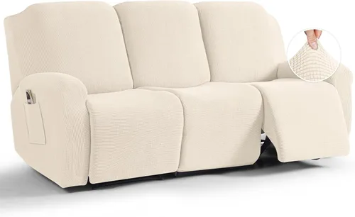Miniatura 55 de TAOCOCO Funda reclinable de 4 piezas, funda elástica para sofá reclinable de 4 piezas, funda reclinable con 1 asiento, protector suave, fundas