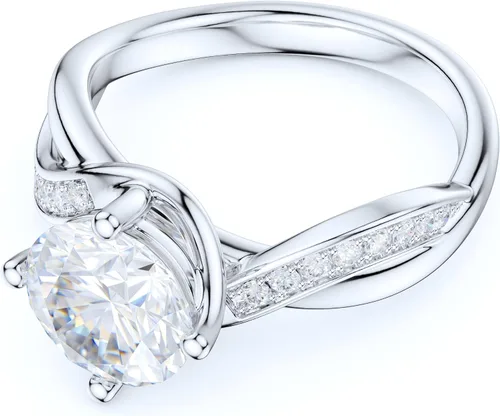 Miniatura 3 de Anillo de compromiso de plata esterlina con diamantes de corte redondo o moissanita de imitación de 2 quilates