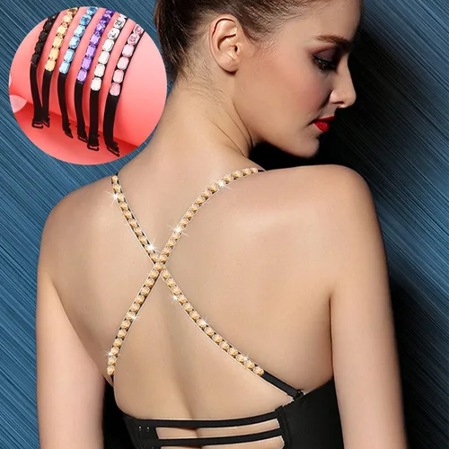 Miniatura 3 de Women's Replacement Bra Strap Rhinestone Invisible Elastic Adjustable Removable Shoulder Straps Tops Dress Decoration Multi Color 5Pairs Pack