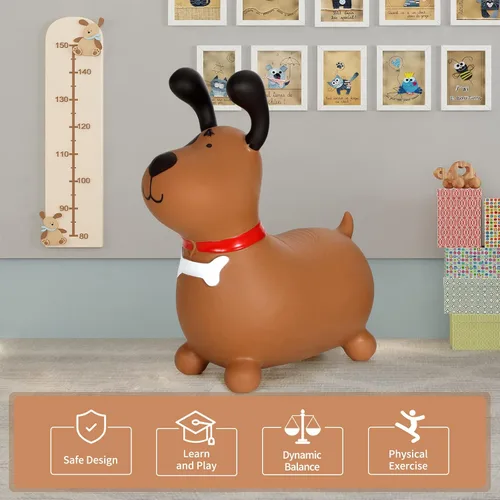 Miniatura 5 de INPANY Perro Saltarín Marrón Caballo Saltador para Niños Pequeños - Caballo Saltador Rebotante, Juguetes de Animales para Montar para Niñas y Niños