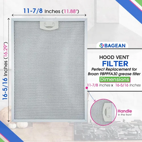 Miniatura 3 de Bagean Filtro de Ventilación para Campana de Estufa 11.81" x 16.25" BPPFA30 Compatible con Filtro de Repuesto para Campana Extractora Broan - Malla
