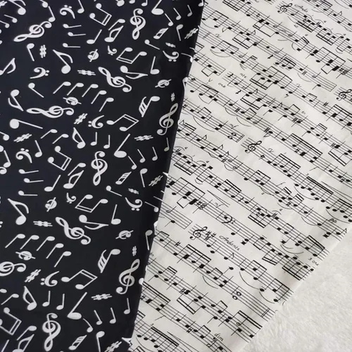 Miniatura 5 de Paño de retazos, colorido negro y blanco nota musical impresa tela de algodón paquete de tamaño pequeño decoración de retazos de costura DIY, 4