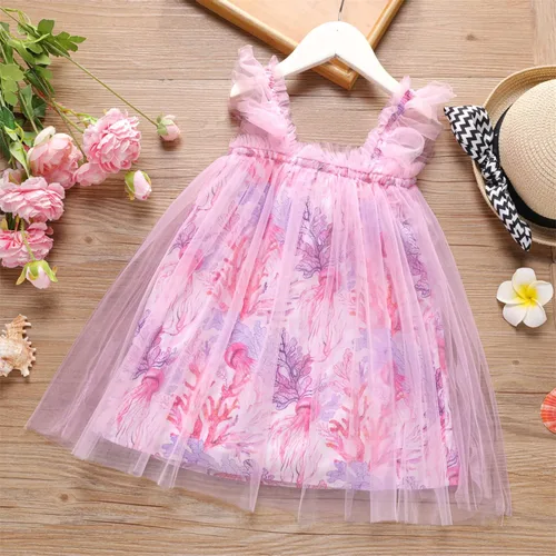 Miniatura 2 de PATPAT Vestido tutú para niña pequeña, vestidos florales de malla