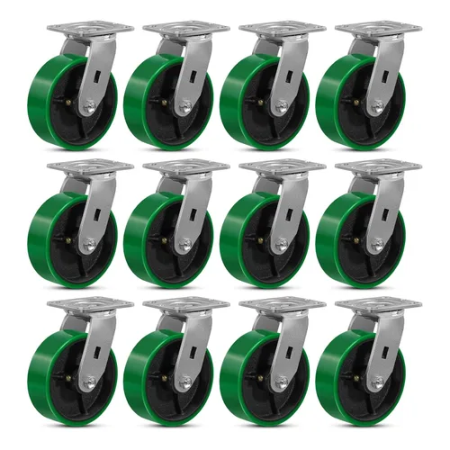 Miniatura 74 de Ruedas giratorias, ruedas industriales de 4 pulgadas resistentes, poliuretano en rueda de acero, ruedas giratorias de placa superior