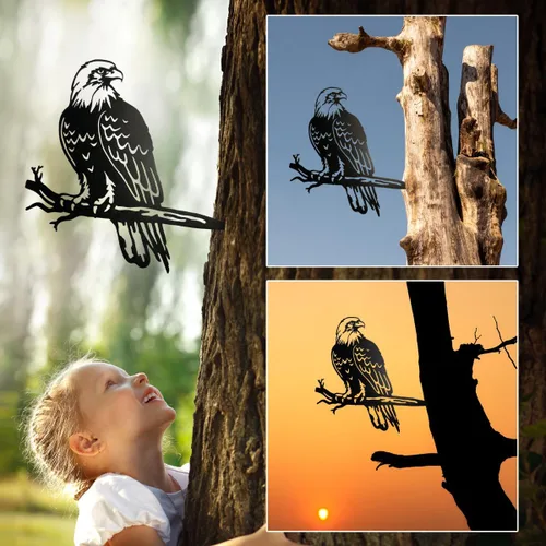 Miniatura 3 de OULYDEKO Estatua de águila calva de metal para jardín, decoración de árbol al aire libre, regalo de estatua de águila para hombres