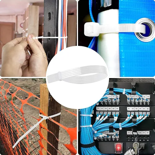 Miniatura 7 de Bolt Dropper Bridas blancas de 12 pulgadas, paquete de 100 bridas reutilizables y resistentes, nailon autoblocante duradero con resistencia a
