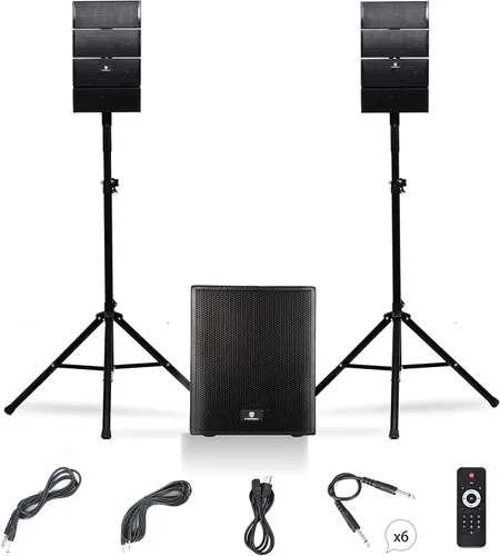 PRORECK Club AB - Sistema de altavoces PA de 12 pulgadas con sistema de altavoces PA alimentados con Bluetooth/USB/tarjeta SD/control remoto