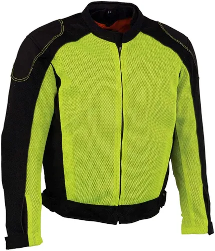 Milwaukee Leather MPM1790 - Chaqueta blindada de malla para hombre, color negro y verde neón, con chaqueta extraíble para lluvia