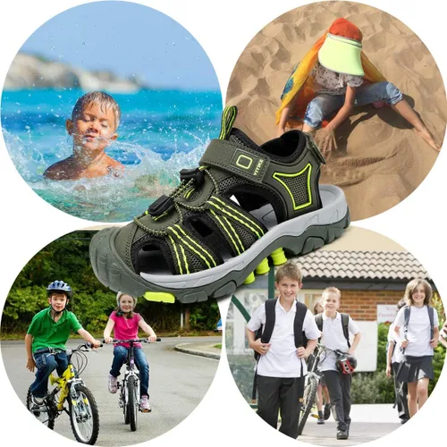 Miniatura 7 de JMFCHI FASHION Sandalias deportivas para niños, sandalias para exteriores, senderismo, atléticas, puntera cerrada, sandalias de playa para niñas
