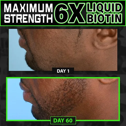 Miniatura 3 de Péptidos de colágeno de biotina líquida para el crecimiento y engrosamiento de la barba, suplemento de crecimiento de barba y cabello para hombres