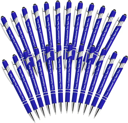 Miniatura 38 de Bolígrafo personalizado, 50 bolígrafos personalizados, grabado a granel con logotipo de nombre, lápiz digital de tinta negra suave con toque