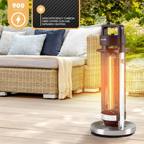 Miniatura 3 de SereneLife Calentador infrarrojo para patio, calentador eléctrico para patio con control remoto, 900 W, calentadores de interior/exterior
