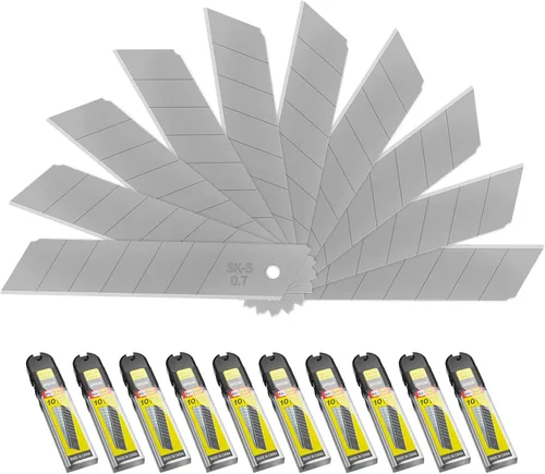 Miniatura 8 de Paquete de 50 cuchillas de cuchillo utilitario de 0.984 in, cuchillas a presión para cortadores de caja retráctiles y cuchillos, cuchillas SK5