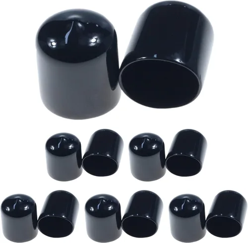 Miniatura 13 de Acocony Tapones de goma redondos de 1 pulgada, tapones de plástico de PVC flexible para agujeros redondos, color negro, paquete de 12