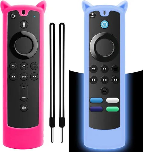 Miniatura 9 de Paquete de 2 fundas protectoras para control remoto, funda de silicona para control remoto que brilla en la oscuridad con cordón