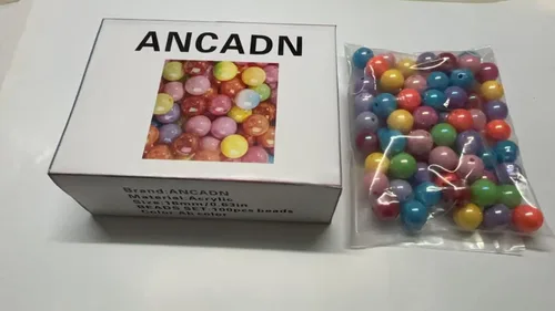 Miniatura 6 de Cuentas acrílicas de 0.630 in, 100 cuentas de bolígrafo de color arcoíris Ab, cuentas de chunk Bubblegum para bricolaje para hacer joyas, pulseras