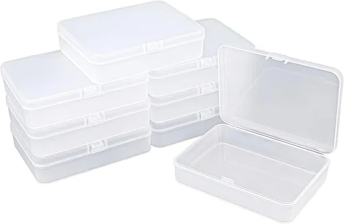 Miniatura 12 de Goodma 4 Piezas Cajas Rectangulares de Plástico Vacías Contenedores Organizadores de Almacenamiento con Tapas con Bisagras para Artículos Pequeños