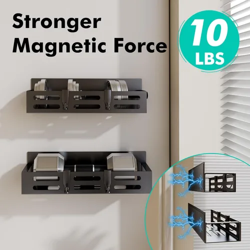 Miniatura 3 de SETBAOO Paquete de 4 estantes magnéticos para especias para refrigerador con estante de 4 ganchos y soporte para toallas de papel, estante magnético