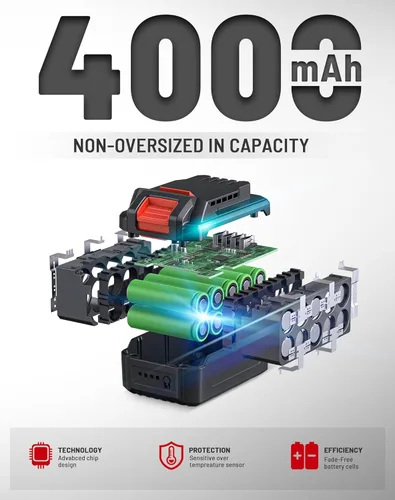 Miniatura 6 de DCK taladro de martillo sin escobillas de 20 V, 531 pulgadas-libra, 36000 RPM, portabrocas sin llave totalmente metálico de 1/2 pulgada, batería