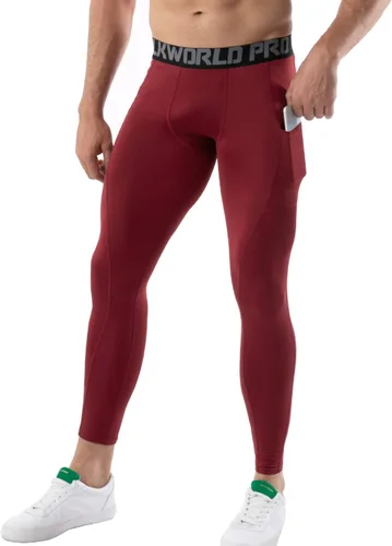 Miniatura 14 de SILKWORLD Paquete de 1 a 3 pantalones de compresión para hombre, con bolsillos, leggings de gimnasio y secado fresco