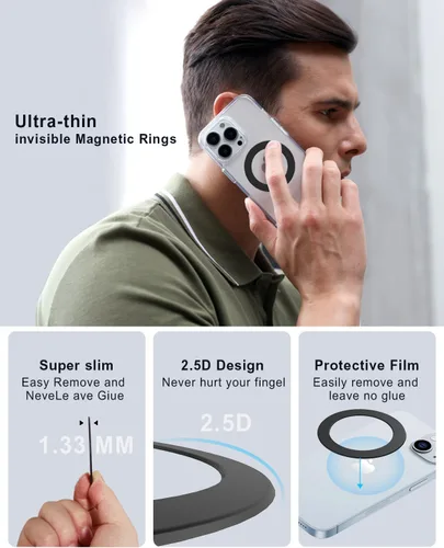 Miniatura 2 de Anillos adaptadores magnéticos 2 piezas compatibles con MagSafe, para Kindle Pop Socket Magnetic, para accesorios Magsafe y carga inalámbrica