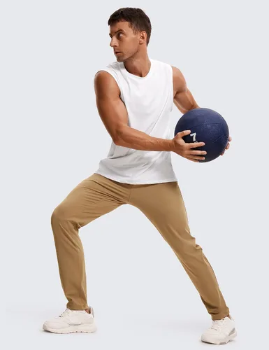 Miniatura 4 de CRZ YOGA Pantalones deportivos elásticos en 4 direcciones para hombre, de 30 pulgadas, para entrenamiento, casual, con bolsillo con cremallera