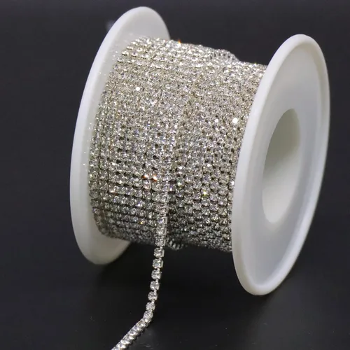 Miniatura 12 de Jerler 9 metros de adornos de diamantes de imitación con cadena cerrada SS6.5/2.0mm, cadena AB para costura, manualidades, ideal para bodas