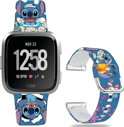 Miniatura 16 de Correas de reloj de silicona suave compatibles con Fitbit Versa 2/Versa/Fitbit Versa Lite/SE, correa de repuesto con bonito patrón floral de 0.98