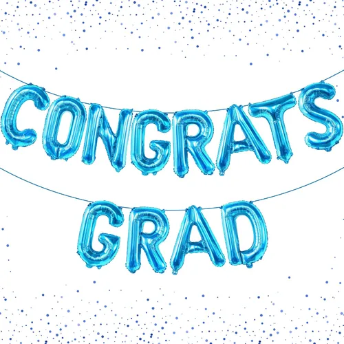 Miniatura 14 de Decoraciones de graduación 2026 Globos negros de graduación de felicitaciones – 16 pulgadas Cartel negro de felicitaciones graduadas Cartel