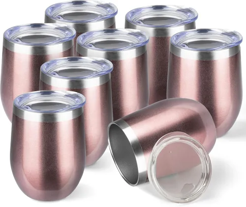 Miniatura 32 de StarSpeed Vaso de vino de 12 onzas con tapa, tazas de viaje de acero inoxidable sin pie con aislamiento de doble pared, taza de café aislada, vasos