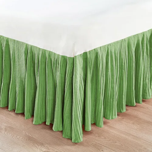 Miniatura 6 de Home Soft Things Falda de cama plisada de microfibra, diseño elegante envolvente de microfibra sólida con caída de 18 pulgadas, ropa de cama