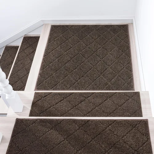 Miniatura 12 de COSY HOMEER - Alfombra antideslizante para esquinas de peldaños interiores, alfombras de escaleras para despegues resistentes al deslizamiento