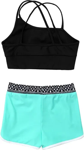 Miniatura 4 de YEAHDOR Kids Girls Ballet Jazz Dance Costume Crop Top with Shorts Pantskirt 2 Piece Gymnastic Outfit Dancewear