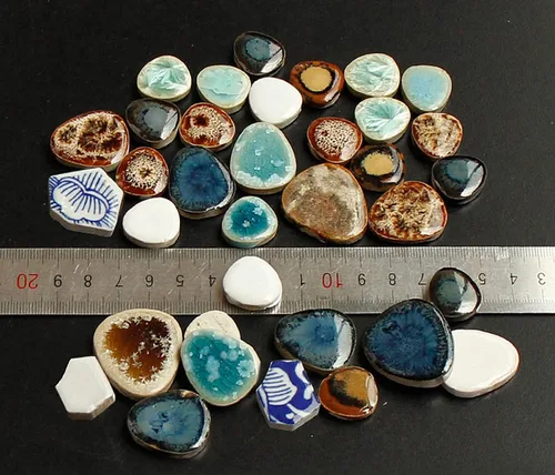 Miniatura 11 de Azulejos de mosaico de 7.05 oz, paquete de azulejos de mosaico de cerámica para decoración del hogar, manualidades, platos, marcos de fotos