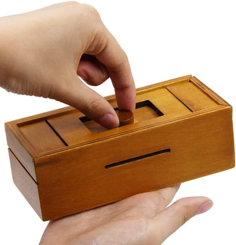 Miniatura 3 de ATDAWN Caja de Regalo de Rompecabezas con Compartimentos Secretos, Caja de Dinero de Madera para Desafiar Rompecabezas y Juegos Mentales