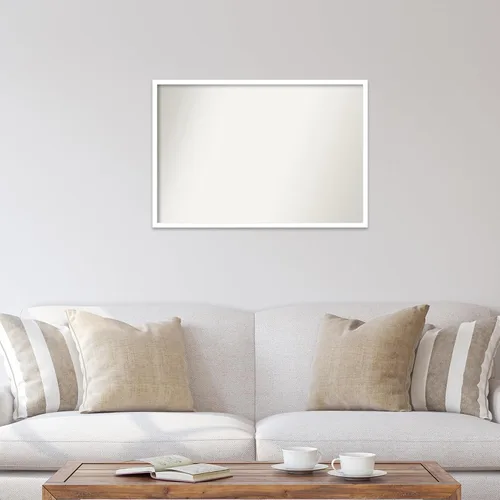 Miniatura 832 de Amanti Art Espejo de baño blanco para sobre el fregadero, 32 x 45 pulgadas, espejo de tocador rectangular blanco esbelto, marco de madera moderno