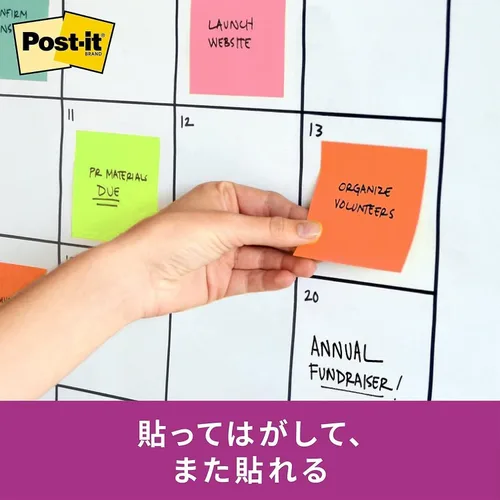 Miniatura 5 de Post-it 654-6SSAN-AM - Notas adhesivas, adhesivo fuerte, color neón, 3.0 x 3.0 pulgadas (2.953 x 2.953 in), 90 hojas x 6 paquetes