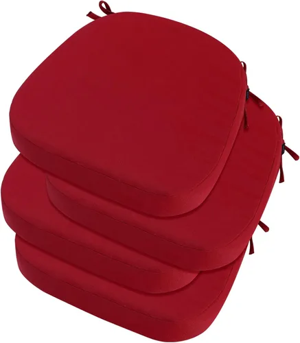 Miniatura 13 de idee-home Juego de 2 cojines para sillas de exterior, 17 x 17 pulgadas de grosor, en forma de D, cojines de asiento impermeables con lazos