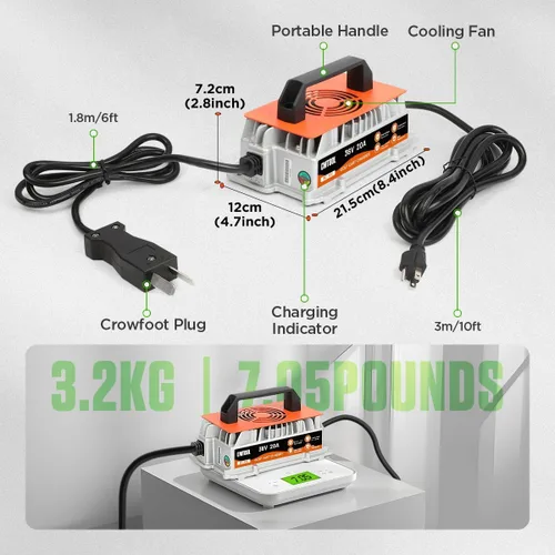 Miniatura 9 de CMTOOL Cargador de batería de carrito de golf de 20 amperios y 36 voltios para EZGO y Yamaha y Club Car, IP67 impermeable, cargador de goteo de 36 V