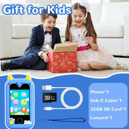 Miniatura 6 de Teléfono de juguete para niños, juguetes de teléfono inteligente con cámara dual - regalo de Navidad y cumpleaños para niños de 3 a 12 años