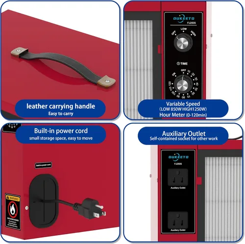 Miniatura 4 de Sistema portátil de filtración de aire de admisión de 2 etapas - Colectores de polvo de mesa (850-1250 CFM) para carpintería, filtro de aire