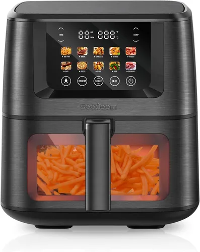 SEEDEEM Freidora de aire Max XL de 8 cuartos de galón, horno digital 10 en 1 con pantalla táctil a color y ventana de visión, combo de horno