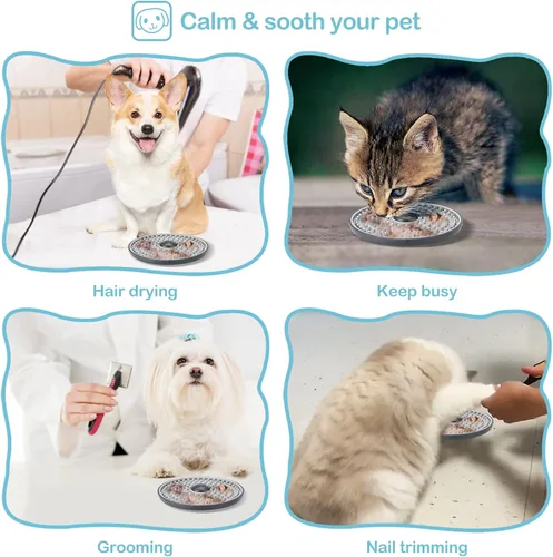 Miniatura 5 de Avont Tapete para lamer para perros y gatos, tapete para lamer jaula de perros y gatos, alimentador lento para alimentos húmedos, almohadilla