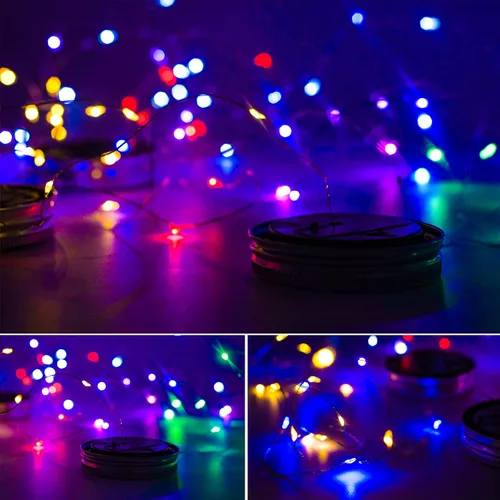Miniatura 8 de Luces solares mejoradas para frascos, paquete de 8 unidades, 10 LED, impermeables, para frascos de luciérnaga, luces con ganchos