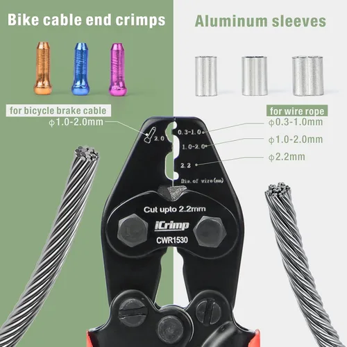 Miniatura 3 de iCrimp CWR1522 Herramienta de prensado de cable con función de corte para barandillas de cable, crimpado manual de mangas ovaladas de aluminio